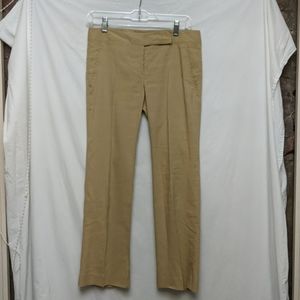 Theory khaki cropped linen pants.